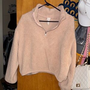 H&M Blush Sherpa Cropped Pullover
